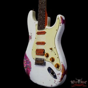 Fender Custom Shop Wild West White Lightning 2.0 Stratocaster HSS Rosewood Board 22 Frets Heavy Relic Pink Paisley - Image 2