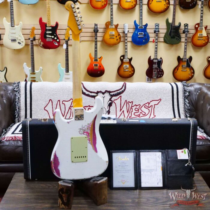 Fender Custom Shop Wild West White Lightning 2.0 Stratocaster HSS Rosewood Board 22 Frets Heavy Relic Pink Paisley - Image 9