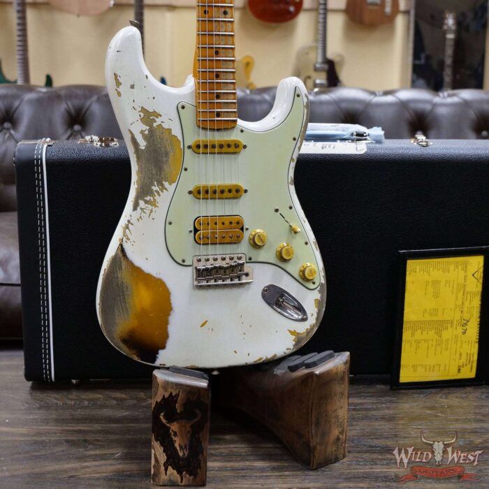 Fender Custom Shop Wild West White Lightning Stratocaster 2.0 Heavy Relic Maple Board 2 Tone Sunburst - Image 8