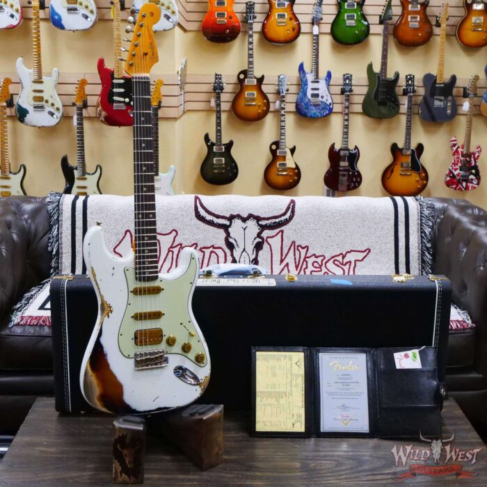 Fender Custom Shop Wild West White Lightning 2.0 Stratocaster HSS Rosewood Board 21 Frets Heavy Relic 3 Tone Sunburst - Image 6