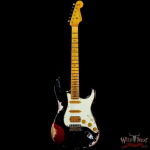 Fender Custom Shop Wild West Black Lightning 2.0 Stratocaster HSS Maple Board 22 Frets Heavy Relic Candy Apple Red - Image 3