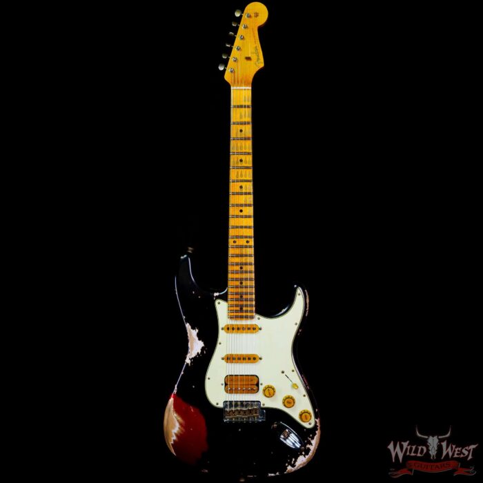 Fender Custom Shop Wild West Black Lightning 2.0 Stratocaster HSS Maple Board 22 Frets Heavy Relic Candy Apple Red - Image 3