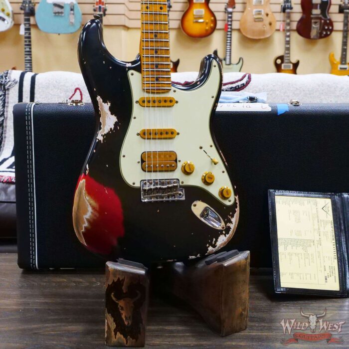 Fender Custom Shop Wild West Black Lightning 2.0 Stratocaster HSS Maple Board 22 Frets Heavy Relic Candy Apple Red - Image 8