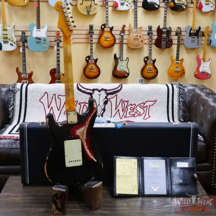Fender Custom Shop Wild West Black Lightning 2.0 Stratocaster HSS Maple Board 22 Frets Heavy Relic Candy Apple Red - Image 9