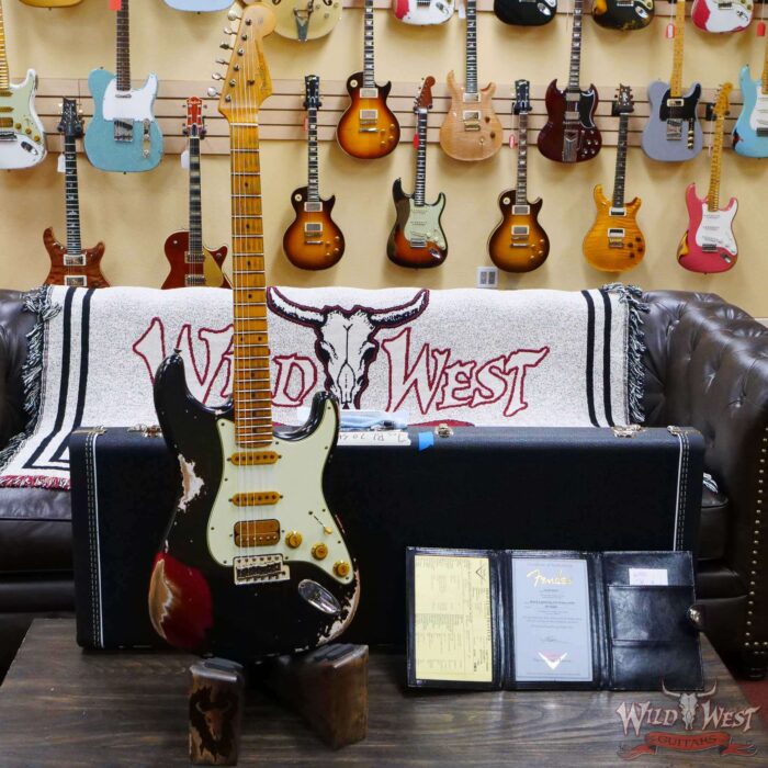 Fender Custom Shop Wild West Black Lightning 2.0 Stratocaster HSS Maple Board 22 Frets Heavy Relic Candy Apple Red - Image 6