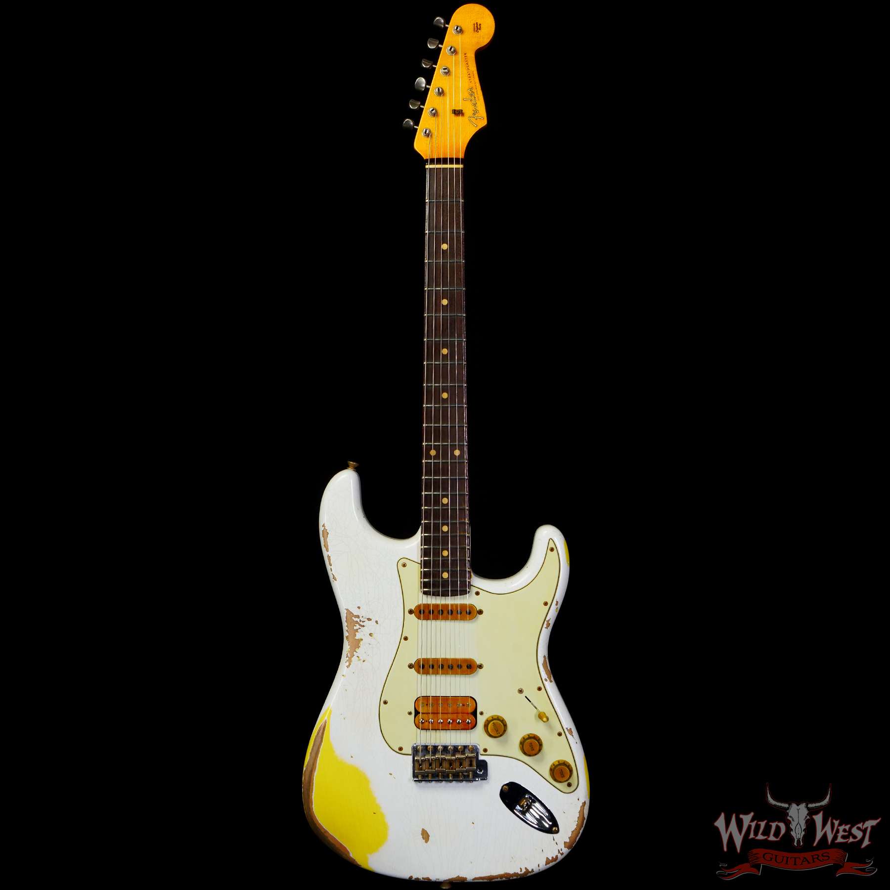 fendercs-wl2-r114464-c1__wwg.jpg Fender Custom Shop Wild West White Lightning 2.0 Stratocaster HSS Rosewood Board 22 Frets Heavy Relic Graffiti Yellow - Image 3