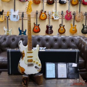Fender Custom Shop Wild West White Lightning 2.0 Stratocaster HSS Maple Board 21 Frets Heavy Relic 2 Tone Sunburst - Image 6