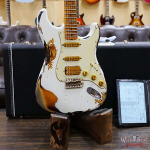 Fender Custom Shop Wild West White Lightning 2.0 Stratocaster HSS Maple Board 21 Frets Heavy Relic 2 Tone Sunburst - Image 8