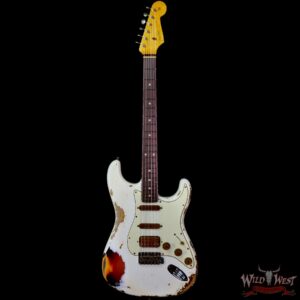 Fender Custom Shop Wild West White Lightning 2.0 Stratocaster HSS Rosewood Board 22 Frets Heavy Relic 3 Tone Sunburst - Image 3