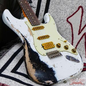 Fender Custom Shop Wild West White Lightning 2.0 Stratocaster HSS Rosewood Board 22 Frets Heavy Relic Black - Image 8