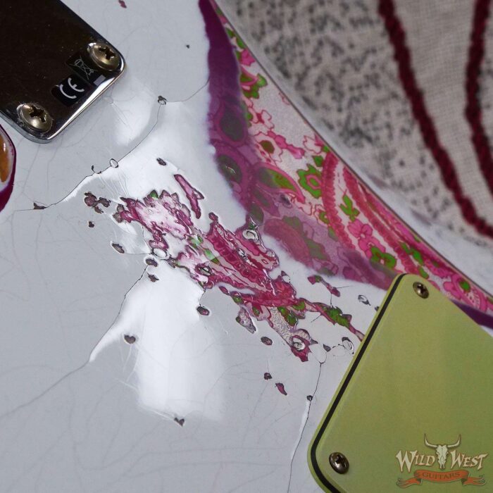 Fender Custom Shop Wild West White Lightning 2.0 Stratocaster HSS Rosewood Board 21 Frets Heavy Relic Pink Paisley - Image 13