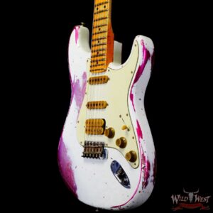 Fender Custom Shop Wild West White Lightning 2.0 Stratocaster HSS Maple Board 22 Frets Heavy Relic Pink Paisley - Image 2