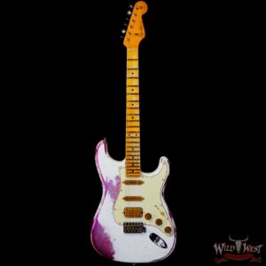 Fender Custom Shop Wild West White Lightning 2.0 Stratocaster HSS Maple Board 22 Frets Heavy Relic Pink Paisley - Image 3