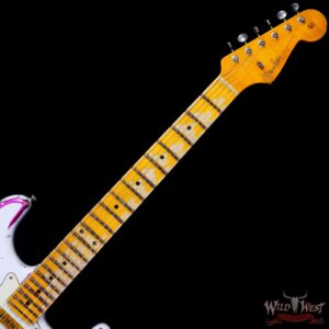 Fender Custom Shop Wild West White Lightning 2.0 Stratocaster HSS Maple Board 22 Frets Heavy Relic Pink Paisley - Image 4