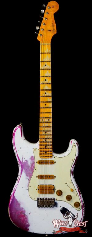 Fender Custom Shop Wild West White Lightning 2.0 Stratocaster HSS Maple Board 22 Frets Heavy Relic Pink Paisley