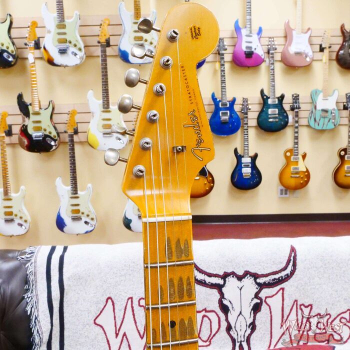 Fender Custom Shop Wild West White Lightning 2.0 Stratocaster HSS Maple Board 22 Frets Heavy Relic Pink Paisley - Image 7