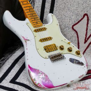 Fender Custom Shop Wild West White Lightning 2.0 Stratocaster HSS Maple Board 22 Frets Heavy Relic Pink Paisley - Image 8