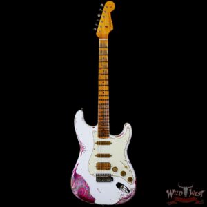 Fender Custom Shop Wild West White Lightning 2.0 Stratocaster HSS Maple Board 21 Frets Heavy Relic Pink Paisley 7.85 LBS - Image 3