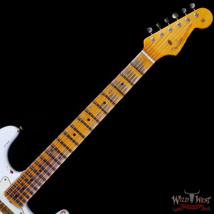 Fender Custom Shop Wild West White Lightning 2.0 Stratocaster HSS Maple Board 21 Frets Heavy Relic Pink Paisley 7.85 LBS - Image 4