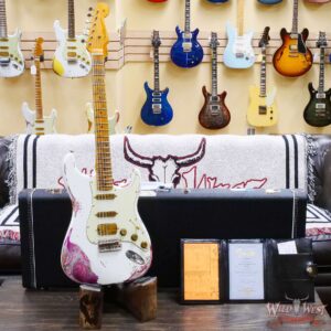 Fender Custom Shop Wild West White Lightning 2.0 Stratocaster HSS Maple Board 21 Frets Heavy Relic Pink Paisley 7.85 LBS - Image 6