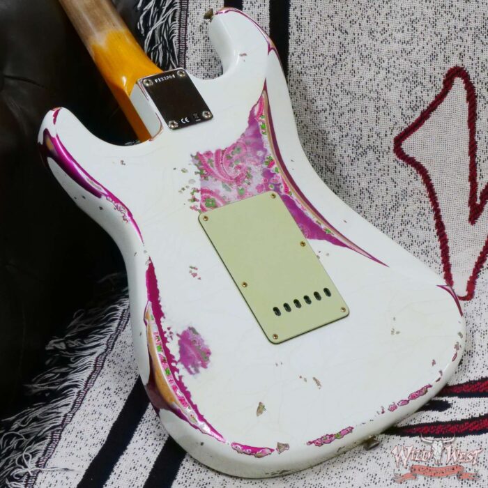Fender Custom Shop Wild West White Lightning 2.0 Stratocaster HSS Maple Board 21 Frets Heavy Relic Pink Paisley 7.85 LBS - Image 12