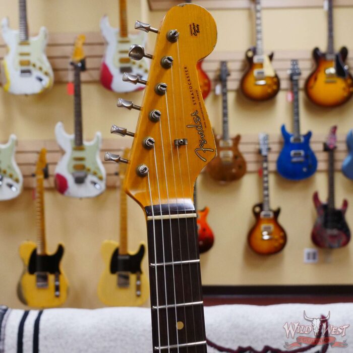 Fender Custom Shop Wild West White Lightning 2.0 Stratocaster HSS Rosewood Board 21 Frets Heavy Relic 3 Tone Sunburst - Image 7