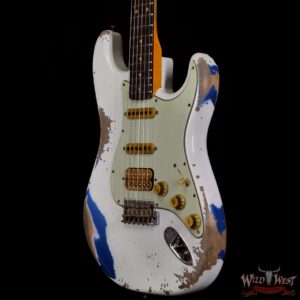Fender Custom Shop Wild West White Lightning Stratocaster 2.0 Heavy Relic Rosewood Fingeboard Lake Placid Blue - Image 2
