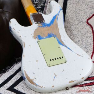 Fender Custom Shop Wild West White Lightning 2.0 Stratocaster HSS Rosewood Board 22 Frets Heavy Relic Lake Placid Blue - Image 12