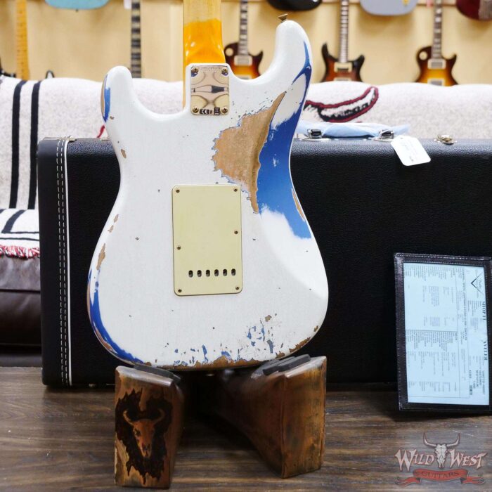 Fender Custom Shop Wild West White Lightning 2.0 Stratocaster HSS Rosewood Board 22 Frets Heavy Relic Lake Placid Blue - Image 11