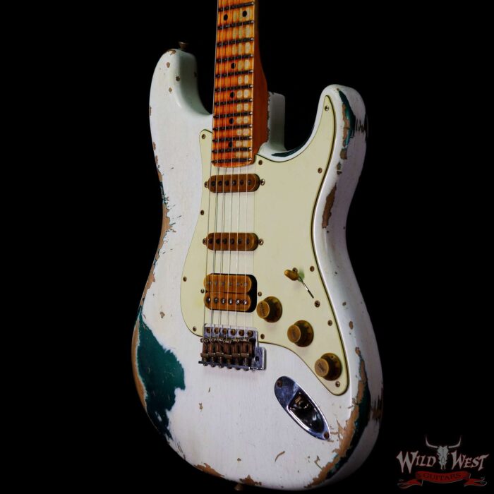Fender Custom Shop Wild West White Lightning 2.0 Stratocaster HSS Maple Board 22 Frets Heavy Relic British Racing Green - Image 2