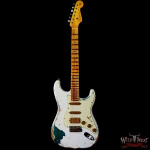 Fender Custom Shop Wild West White Lightning 2.0 Stratocaster HSS Maple Board 22 Frets Heavy Relic British Racing Green - Image 3