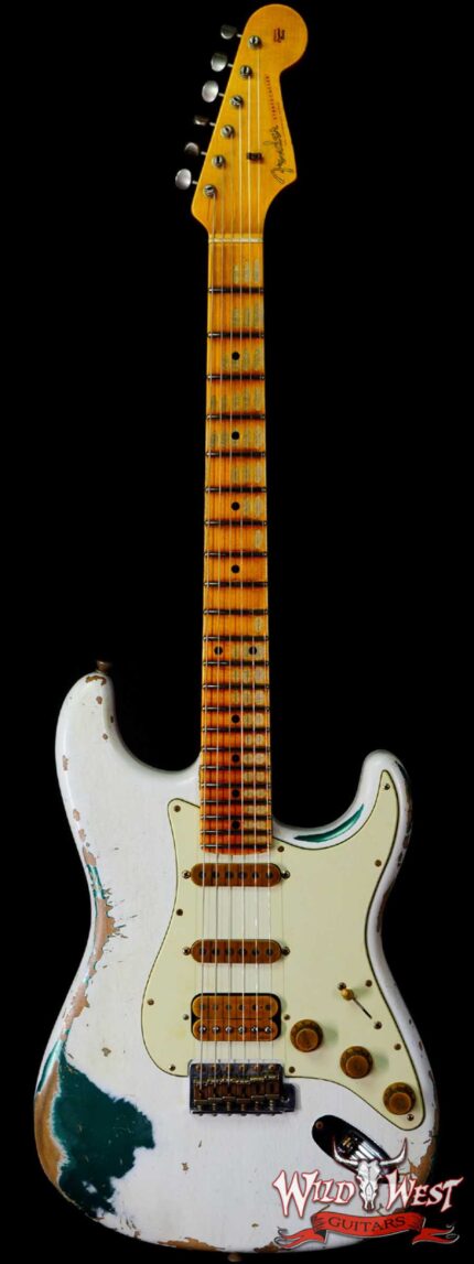 Fender Custom Shop Wild West White Lightning 2.0 Stratocaster HSS Maple Board 22 Frets Heavy Relic British Racing Green