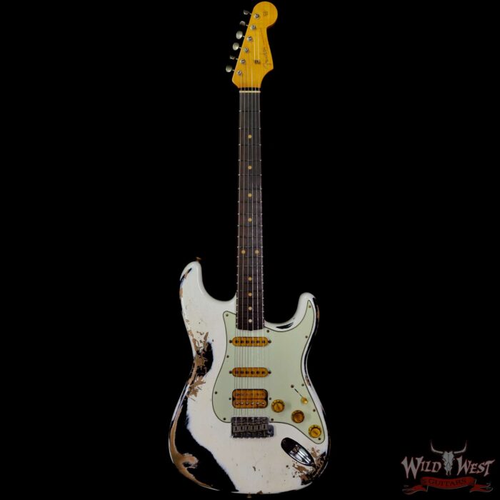 Fender Custom Shop Wild West White Lightning 2.0 Stratocaster HSS Heavy Relic Rosewood Board 21 Frets Black - Image 3