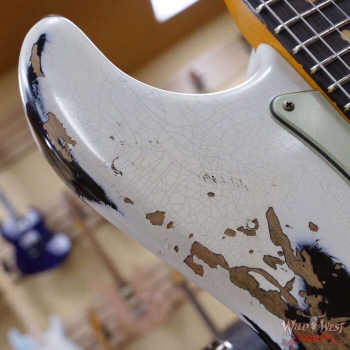Fender Custom Shop Wild West White Lightning 2.0 Stratocaster HSS Heavy Relic Rosewood Board 21 Frets Black - Image 9