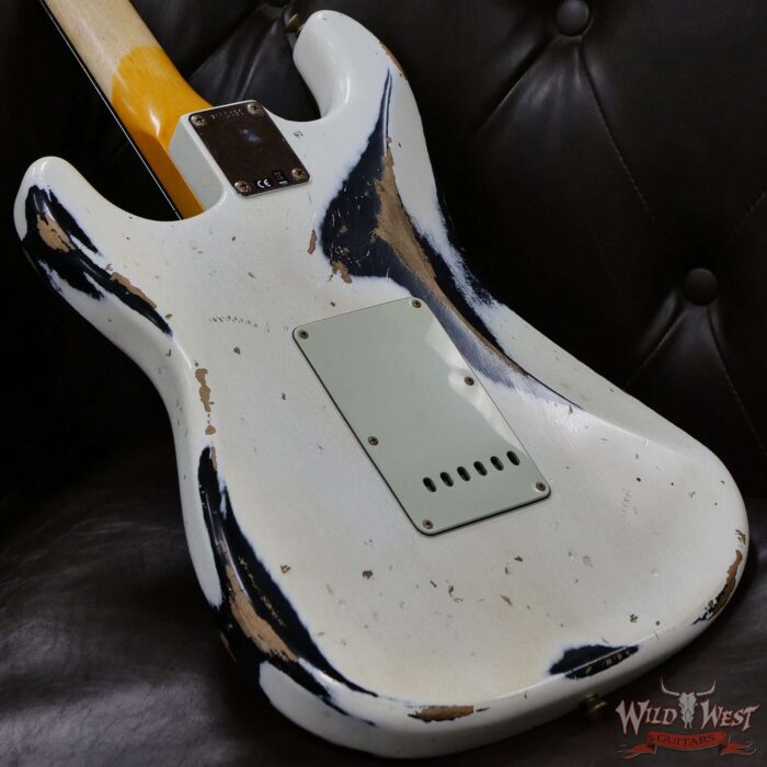 Fender Custom Shop Wild West White Lightning 2.0 Stratocaster HSS Heavy Relic Rosewood Board 21 Frets Black - Image 12