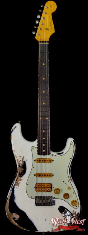 Fender Custom Shop Wild West White Lightning 2.0 Stratocaster HSS Heavy Relic Rosewood Board 21 Frets Black