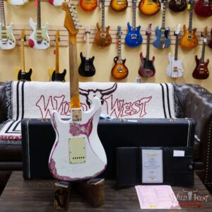Fender Custom Shop Wild West White Lightning 2.0 Stratocaster HSS Rosewood Board 21 Frets Heavy Relic Pink Paisley - Image 9
