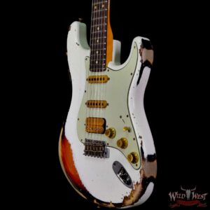 Fender Custom Shop Wild West White Lightning 2.0 Stratocaster HSS Heavy Relic Rosewood Board 22 Frets 3 Tone Sunburst - Image 2