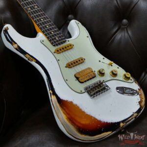 Fender Custom Shop Wild West White Lightning 2.0 Stratocaster HSS Heavy Relic Rosewood Board 22 Frets 3 Tone Sunburst - Image 8