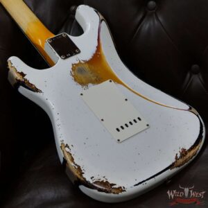 Fender Custom Shop Wild West White Lightning 2.0 Stratocaster HSS Heavy Relic Rosewood Board 22 Frets 3 Tone Sunburst - Image 11