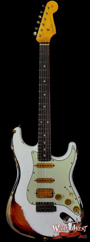 Fender Custom Shop Wild West White Lightning 2.0 Stratocaster HSS Heavy Relic Rosewood Board 22 Frets 3 Tone Sunburst