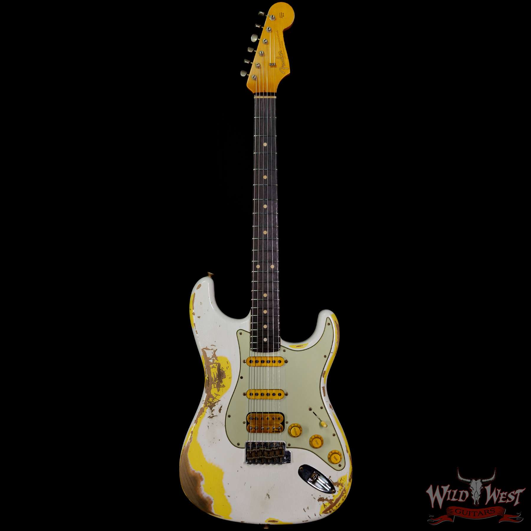 fendercs-wl2-strat-rw22-gfy-r110533-c1__wwg.jpg Fender Custom Shop Wild West White Lightning 2.0 Stratocaster HSS Heavy Relic Rosewood Board 22 Frets Graffiti Yellow - Image 3