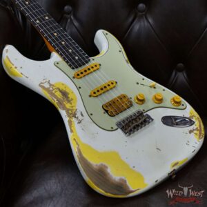 Fender Custom Shop Wild West White Lightning 2.0 Stratocaster HSS Heavy Relic Rosewood Board 22 Frets Graffiti Yellow - Image 8