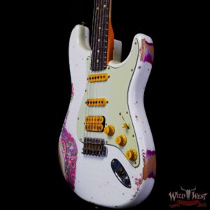Fender Custom Shop Wild West White Lightning 2.0 Stratocaster HSS Rosewood Board 22 Frets Heavy Relic Pink Paisley - Image 2
