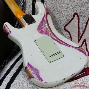 Fender Custom Shop Wild West White Lightning 2.0 Stratocaster HSS Rosewood Board 22 Frets Heavy Relic Pink Paisley - Image 11
