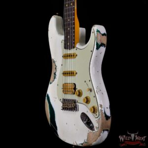 Fender Custom Shop Wild West White Lightning Stratocaster 2.0 Heavy Relic Rosewood Fingeboard British Racing Green - Image 2