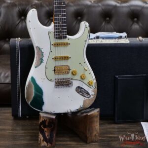 Fender Custom Shop Wild West White Lightning Stratocaster 2.0 Heavy Relic Rosewood Fingeboard British Racing Green - Image 8