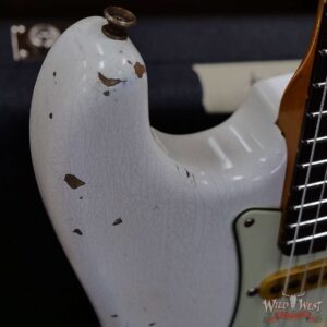 Fender Custom Shop Wild West White Lightning Stratocaster 2.0 Heavy Relic Rosewood Fingeboard British Racing Green - Image 9