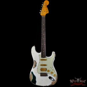 Fender Custom Shop Wild West White Lightning Stratocaster 2.0 Heavy Relic Rosewood Fingeboard British Racing Green - Image 3