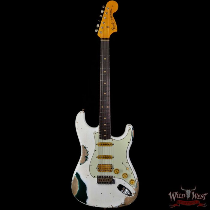 Fender Custom Shop Wild West White Lightning Stratocaster 2.0 Heavy Relic Rosewood Fingeboard British Racing Green - Image 3